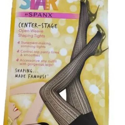 Spanx Star Power Open Weave Shaping Tights In Boudoir Size D Black NWT Coquette